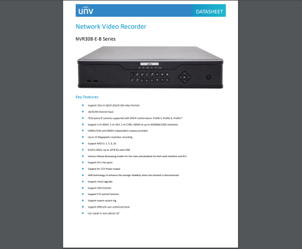 64 KANAL NVR308-E-B Series - İp Kameralar İçin 64 Kanal NVR Kayıt Cihazı